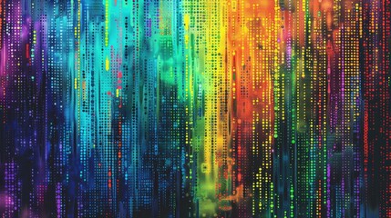 Abstract color matrix background with coded, alien ambiance, Ai Generated.
