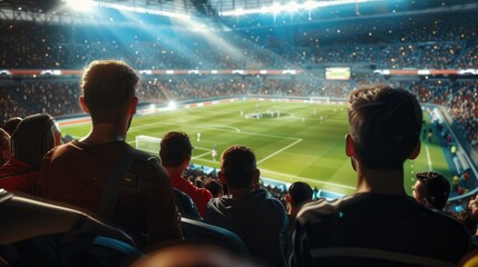 image taken from backside of Fans enjoying match in stadium