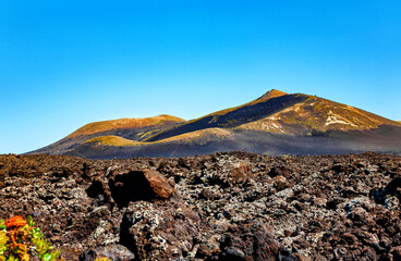 Volcanic landscape, Timanfaya National Park, Island Lanzarote, Canary Islands, Spain.