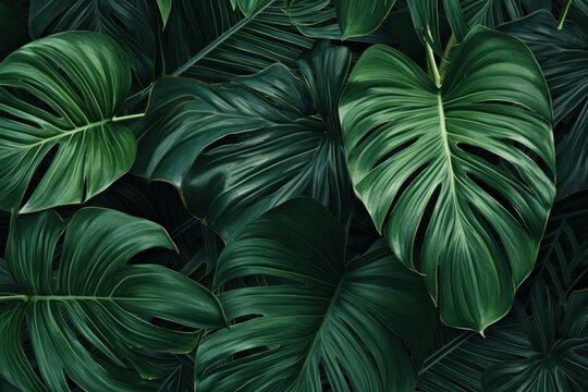 Sprawling Palm leaves tropical plants. Tropic plant. Generate Ai