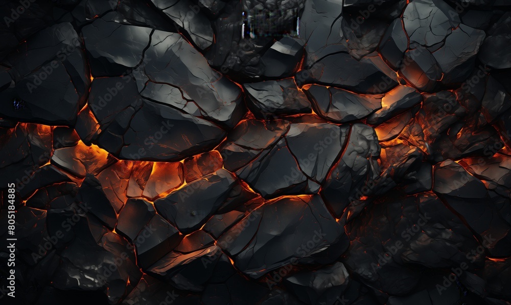 Wall mural abstract background of extinct lava with red gaps.