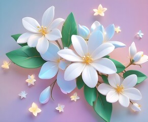 3d rendered photo of flowers on a plain background