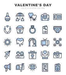 Valentine'S Day icons Pack. Two Color icons set. Valentine'S Day collection set.