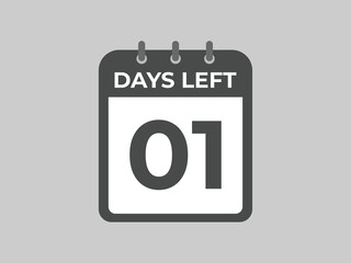 1 days to go countdown template. 1 day Countdown left days banner design. 1 Days left countdown timer
