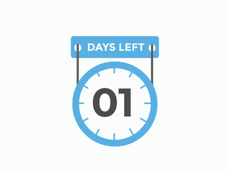 1 days to go countdown template. 1 day Countdown left days banner design. 1 Days left countdown timer
