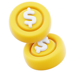 Dollar gold coin icon currency money symbol illustration on transparent background