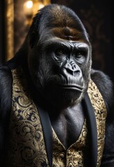Obraz premium portrait of a gorilla dressed in a party suit