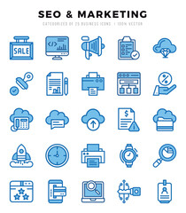SEO & Marketing icons set for website and mobile site and apps.