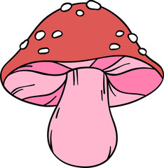 Retro groovy mushroom cartoon doodle