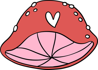 Retro groovy mushroom hat cartoon doodle