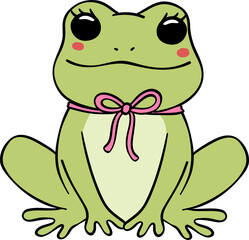 Retro frog girly coquette cartoon doodle
