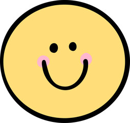 Retro groovy smiling emoji face cartoon doodle