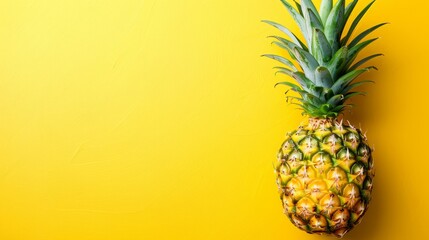   Close-up of a pineapple against a sunny yellow backdrop Inscribe name above pineapple