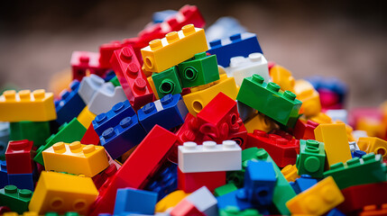 Colorful Lego Blocks in Creative Play Setup