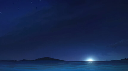Fototapeta na wymiar Anime-style Illustration: Celestial Night Landscape