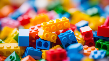 Naklejka premium Brightly Colored Plastic Construction Blocks