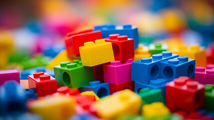 Assorted Colorful Plastic Building Blocks on Surface