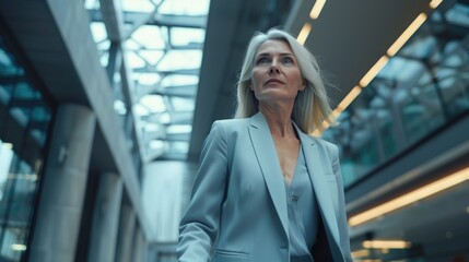 A woman wearing a blue jacket and black pants. Suitable for fashion or casual lifestyle concepts