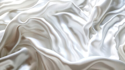 Calm and Peaceful Blend of Soft White Fabric Silk or Satin Texture Background, Infused with Natural Movement and Luxurious Silk Beauty.