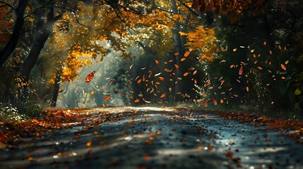 A gentle breeze ripples through the leaves, causing them to sway in a hypnotic rhythm, a silent symphony unfolding along the roadside.
