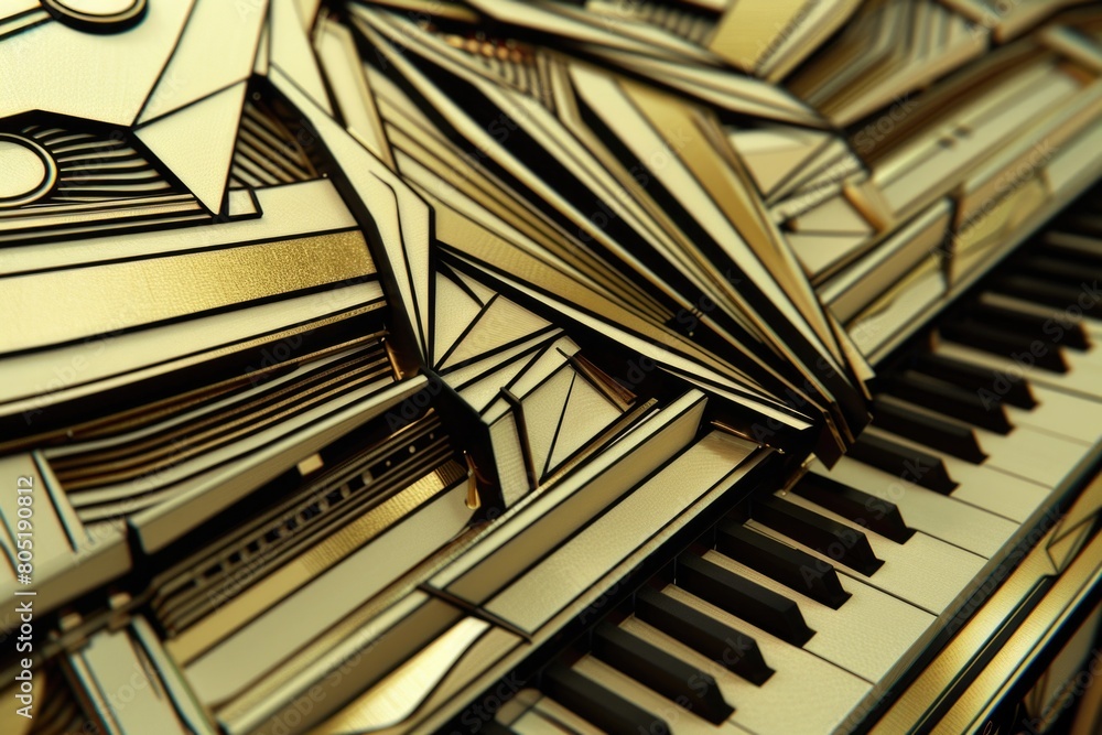 Poster close up of a piano keyboard with a clock, suitable for music and time management concepts