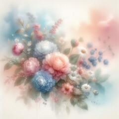 Background illustration featuring flowers in a soft watercolor style 