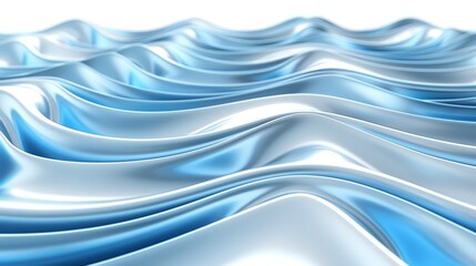   A tight shot of a wavy blue-and-white fabric texture against a pristine white backdrop