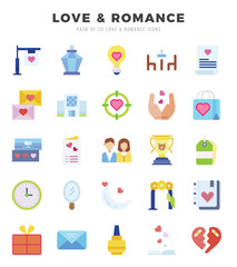 Set of Love & Romance Icons. Simple Flat art style icons pack.
