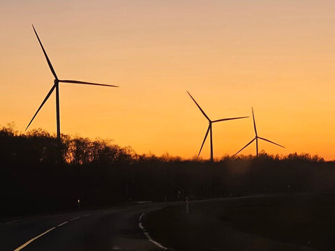 wind turbine at sunset