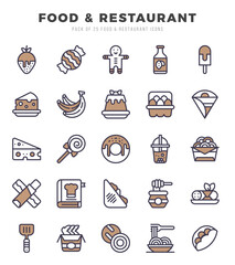 Food and Restaurant icons set. Collection of simple Two Color web icons.