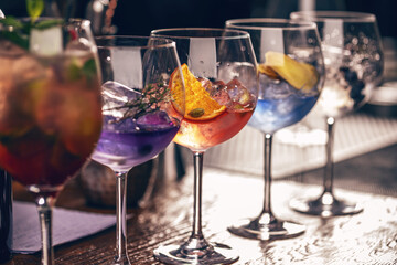 Artisanal craft cocktails in elegant stemware