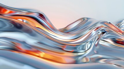 Close up of a liquid silver and electric blue wave on a transparent material