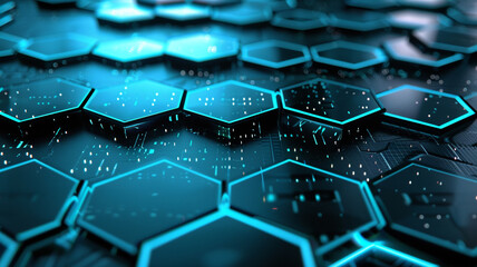black and blue hexagon wallpaper background. Modern technology innovation concept.	