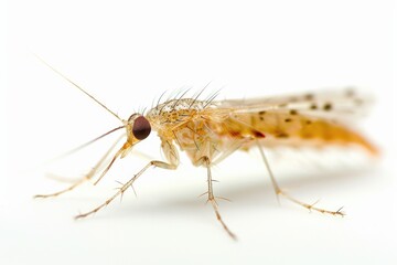 Fototapeta premium Detailed close up of a mosquito on a white background. Suitable for scientific or educational purposes