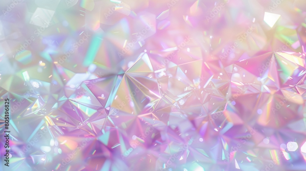 Poster a background with an array of pastel colored geometric shapes, creating a dreamy and magical atmosph