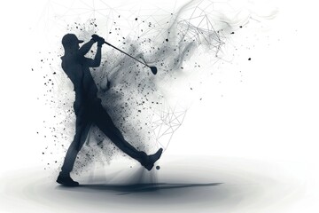 Silhouette of a man swinging a golf club. Suitable for sports and leisure concepts