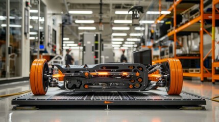 Fototapeta premium Car manufacturing factory, housing an innovative robotic welding line