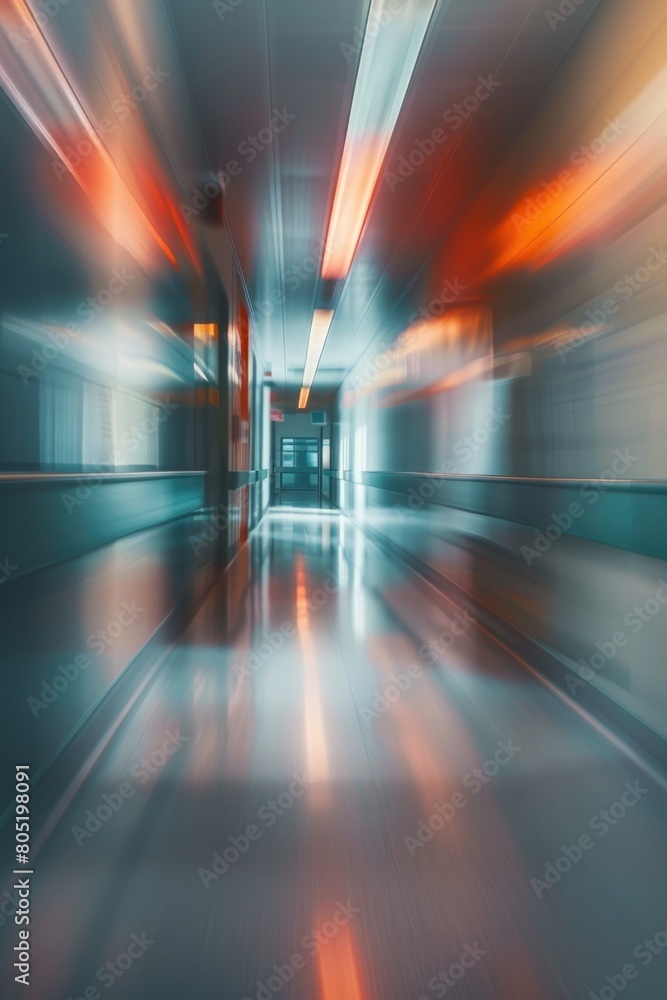 Poster a mysterious hallway with a clock, suitable for various design projects
