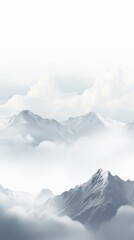 A breathtaking view of a mountain range surrounded by swirling clouds