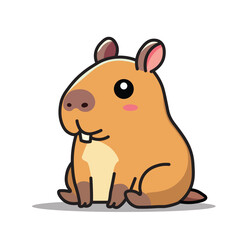 Illustration Vector Graphic Cartoon of a Adorable Mini Capybara