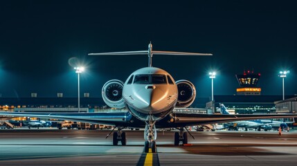 Fototapeta premium Private aviation, VIP class business jet parked at the airport