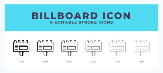 Billboard line icon with different stroke. Vector illustration.