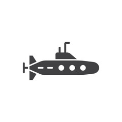 Obraz premium Submarine icon in flat style. Bathyscaphe vector illustration on isolated background. Underwater transport sign business concept.