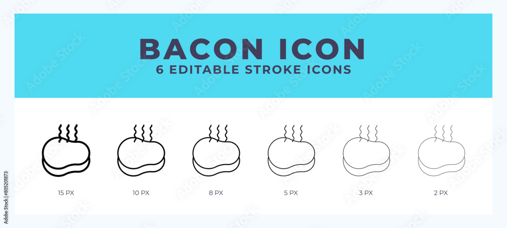 Poster bacon icon with different stroke. vector illustration.