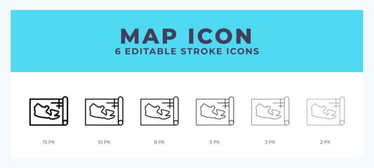 Map icon illustration vector with editable stroke.