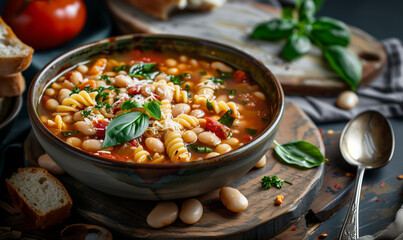 pasta fagioli, beans and pasta Italian soup  recipe photo
