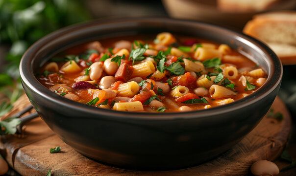 pasta fagioli, beans and pasta Italian soup  recipe photo