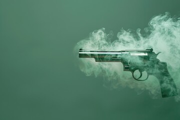A gun with smoke coming out of it, suitable for crime and investigation themes