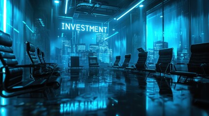 Luminescent Gathering: A Chamber of Neon Lights and Chairs