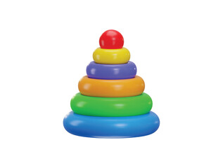 pyramid toy on colorful rings icon 3d rendering vector illustration